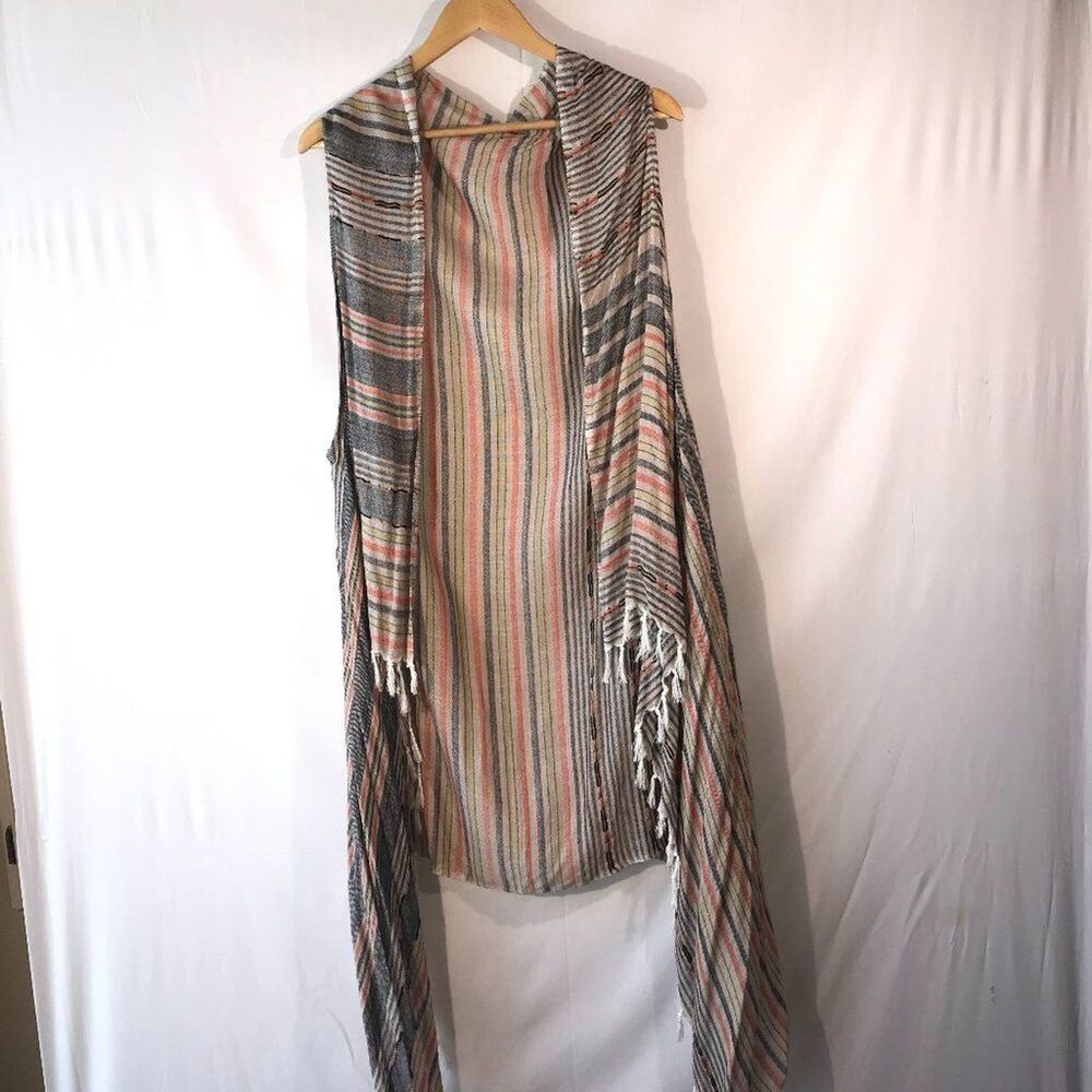 Lane Bryant Sleeveless Striped Duster Vest 12/16 0212